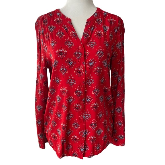 beachlunchlounge Tops - beachlunchlounge Red Heart Blouse Small
